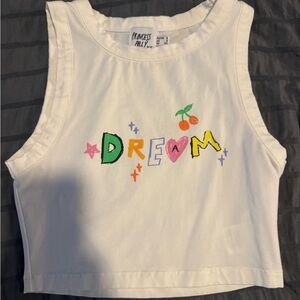 Princess Polly White Womens Tank Top with Colorful 'Dream' Graphic